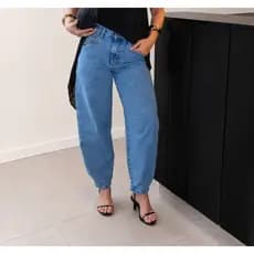 Calça Mom Ballon Baggy Feminina em Algodão 100% Super Confortável Premium Modeladora do Bumbum Cós Alto Passeios Casuais