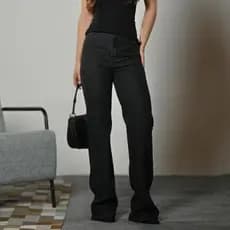 Calça Wide Leg Lycra com Elastano Feminina Confortável Modelagem Pantalona Cintura Alta para Dia a Dia Trabalho Passeio