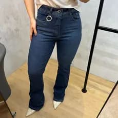 Calça Flare Feminina 3% Elastano Jeans Cintura Alta Premium Boca de Sino Com Lycra Modela o Corpo