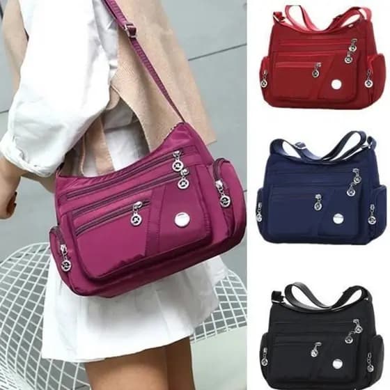 Bolsa Feminina Crossbody Transversal com 5 Zíperes, Alça Lateral e Grande Capacidade LevaVida