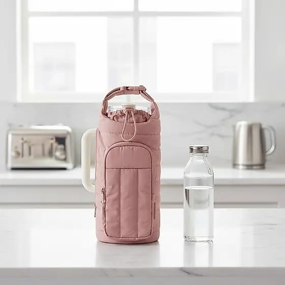 Bolsa Porta-Garrafa 40/32oz em Poliéster Acolchoado,  Suporte para Garrafa de Água com Alça de Ombro, Acessório Fitness.