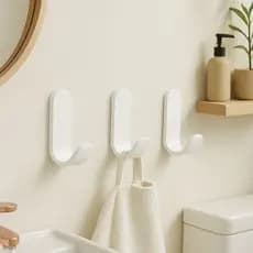 Kit Cabide Gancho de Parede com Fita Dupla Face 3M para Toalhas Banheiro Cor Branco