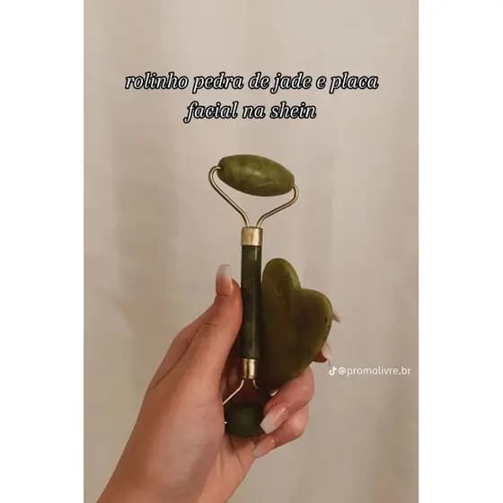 Kit Rolo de Jade + Gua Sha Facial | Massageador Facial | Skincare | Relaxamento e Drenagem | Envio Nacional