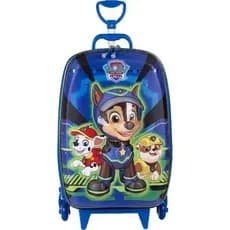 Mala Infantil Rodinhas Personagem Patrulha Canina 3D Azul Resistente Escolar Viagem Menino
