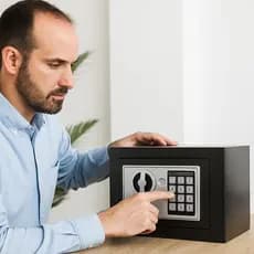 Cofre Seguro Digital Com Teclado Eletrônico Chave Preto Residencial Comercial