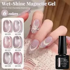 MEET Através 7ml 6 Cores Brilho Molhado Magnético Olho De Gato Gel Esmalte Brilhante Soak Off UV LED Curado Semi Perma