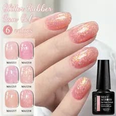 Conheça Através 7ml Glitter Base De Borracha Gel Soak Off Compatível Com Lâmpadas LED UV Efeito Brilho Brilhante Ideal P