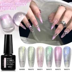 Conheça Através 7ml Aurora Glitter Unha Polonês Gel Multicolor Transparente Efeito Brilhante UV LED Nail Art Laca