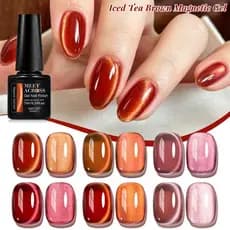 MEET Através Esmalte Em Gel Com Efeito Olho De Gato Magnetizado De 7ml Chá Gelado Marrom Brilho Brilhante Estilo De Imer