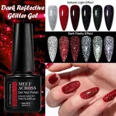 Conheça Através 7ml Brilho Reflexivo Escuro Glitter Gel Esmalte Vinho Sombra Vermelha Com Lantejoulas Soak Off UV LED Ve