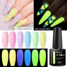 MEET Através 7ml Sweet Macaron Glow in the Dark Gel Unha Polonês Conjunto Com Tons Pastel Vibrantes Efeito Luminoso Soak