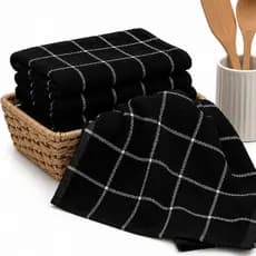 kit 10 pano de prato preto grande grosso copa atoalhado para cozinha 100% algodão atacado