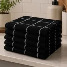 guardanapo preto kit 4 peças grande grosso copa atoalhado pano de prato para cozinha 100% algodão
