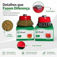 Escova De Aço Copo 75mm M14 Para Lixadeira Esmerilhadeira nova Preço acessível