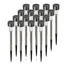 kit 5/10un luz Solar Balizador Chão Prata Decoração Jardim Quintal cor de luz branco quente frio RGB