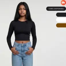 Blusa Manga Longa Feminina Premium Segunda Pele Elegante Inverno Gola Careca