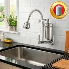 Torneira Cozinha Com Filtro Gourmet De Bancada/Parede Tubo Flexivel Cromado