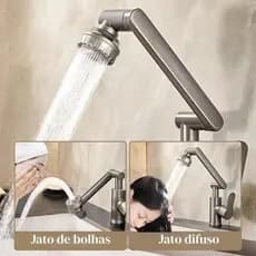 Solido Torneira de Bancada Braço Robótico 1080° Água Quente e Fria Duo Spray Antirrespingo Aço Inoxidável