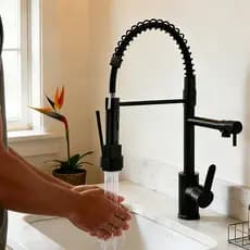 Gourmet Torneira De Cozinha Alça Única Com Extensor De Spray Pull down Misturador De Água Fria E Quente De Mola