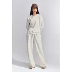 Conjunto Moletom Casaco Oversized com Calça Pantalona Off White
