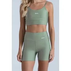 Conjunto Fitness Short PowerSlim + Top Alça Digital Matcha Alta Cmpressão Zero Transparência Tecnologia Dry