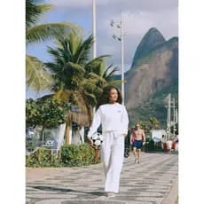 Conjunto Moletom Casaco Oversized com Calça Pantalona Off White | Coleção Copa