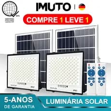 Imuto Luminária Solar Externa LED Com Sensor De Luz Controle Remoto IP67 Para Quintal Muro Garagem