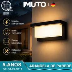 Arandela De Parede Moderna Bivolt Luz Quente Luminária Preta Para Quarto Sala Corredor Hall E Área Externa Coberta