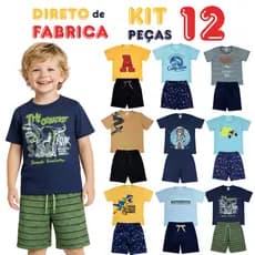 Kit 12 Peças Sortidos Infantis Verão Menino 4 ao 10 Anos