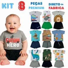 Kit 8 Peças Premium Sortidas Infantis Verão Menino Estiloso PMG