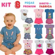 Kit 8 Peças Premium Sortidas Infantis Verão Menina Coloridas PMG