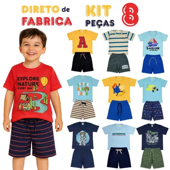Kit 8 Peças Sortidas Infantis Verão Menino 1 ao 10