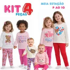 Kit 4 Peças Infantil Meia Estação Menina Blusa e Legging Conforto Premium
