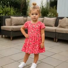 Vestido Infantil Menina 6 Anos Estampa Morango do Tamanhos 2 a 12 - Vestido Infantil