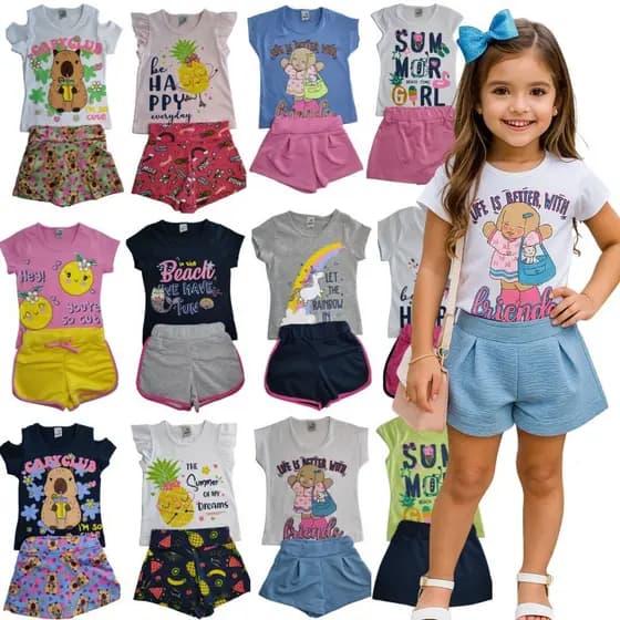 Kit Conjunto Infantil e Juvenil Feminino do 2 ao 12 anos | Roupa Infantil Feminina Sortido