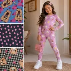 Conjunto Térmico Infantil Feminino Peluciado Inverno Menina Manga Longa Tamanho 1 ao 10