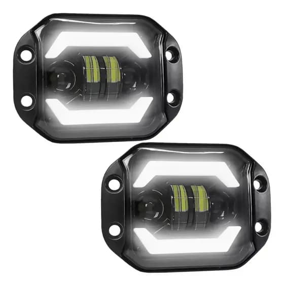 02 Farol Milha Embutir Alta + Angel Eyes + Seta 40W Luz Auxiliar Led Forte 4x4 Parachoque Luz