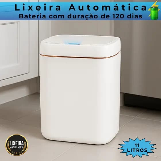 Lixeira Recarregavel Com Bateria Automatica Usb Incluso Com Sensor Inteligente Carga 3 Meses