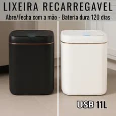 Lixeira Recarregável Com Sensor Automático Inteligente Abre Fecha Sozinha Luxo