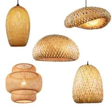 Lustre Pendente de Bambu Artesanal para Sala, Estilo Rústico, Vime Trançado Cozinha Mesa Sunfy Shop