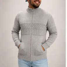BLUSA DE FRIO TRICOT MASCULINA COM ZÍPER – GOLA ALTA PREMIUM