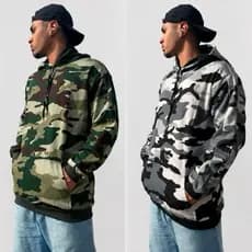 Kit 2 Blusas de Moletom Canguru Capuz Masculina Flanelada Camuflada Premium Inverno do G ao G2