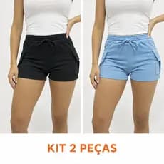 Kit 2 Short Cargo Feminino Moletom moletinho Flanelado Com Bolsos Laterais Conforto Premium