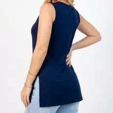 Regata sobre Legging Mullet Feminina Viscolycra Com Fenda Lateral Moda Casual Confortável