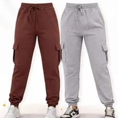 Kit 2 Calças Jogger Cargo Feminina Moletom Flanelado Premium Inverno Confortável Bolso Cargo Oferta