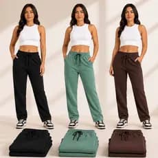 Kit 3 Calças de Moletom Básica Sem Punho Confortável Unissex Masculino/Feminino