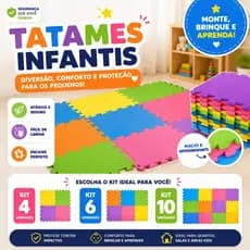 Kits 4,6 ou 10 Tatame de EVA Colorido 50cm x 50cm x 1cm