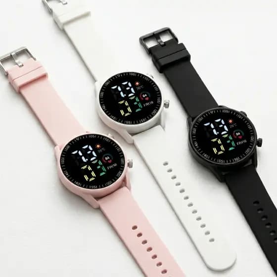 Relógio Digital Unissex Casual Pulseira Silicone Macia Display LED Colorido Fashion Trends Luxo