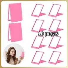 10 Espelho de maquilhagem de bolso espelho quadrado dobrável espelho de lembrança Espelho Maquiagem Espelho Real - Rosa