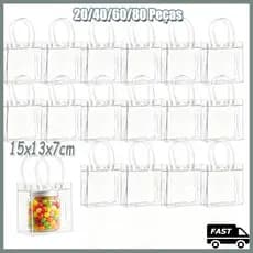 20/40/60/80 15x13x7cm Sacola De Pvc Transparente Sacoola De Compras Engrossada Prova D 'Gua Sacola Para Presentes Bolsa